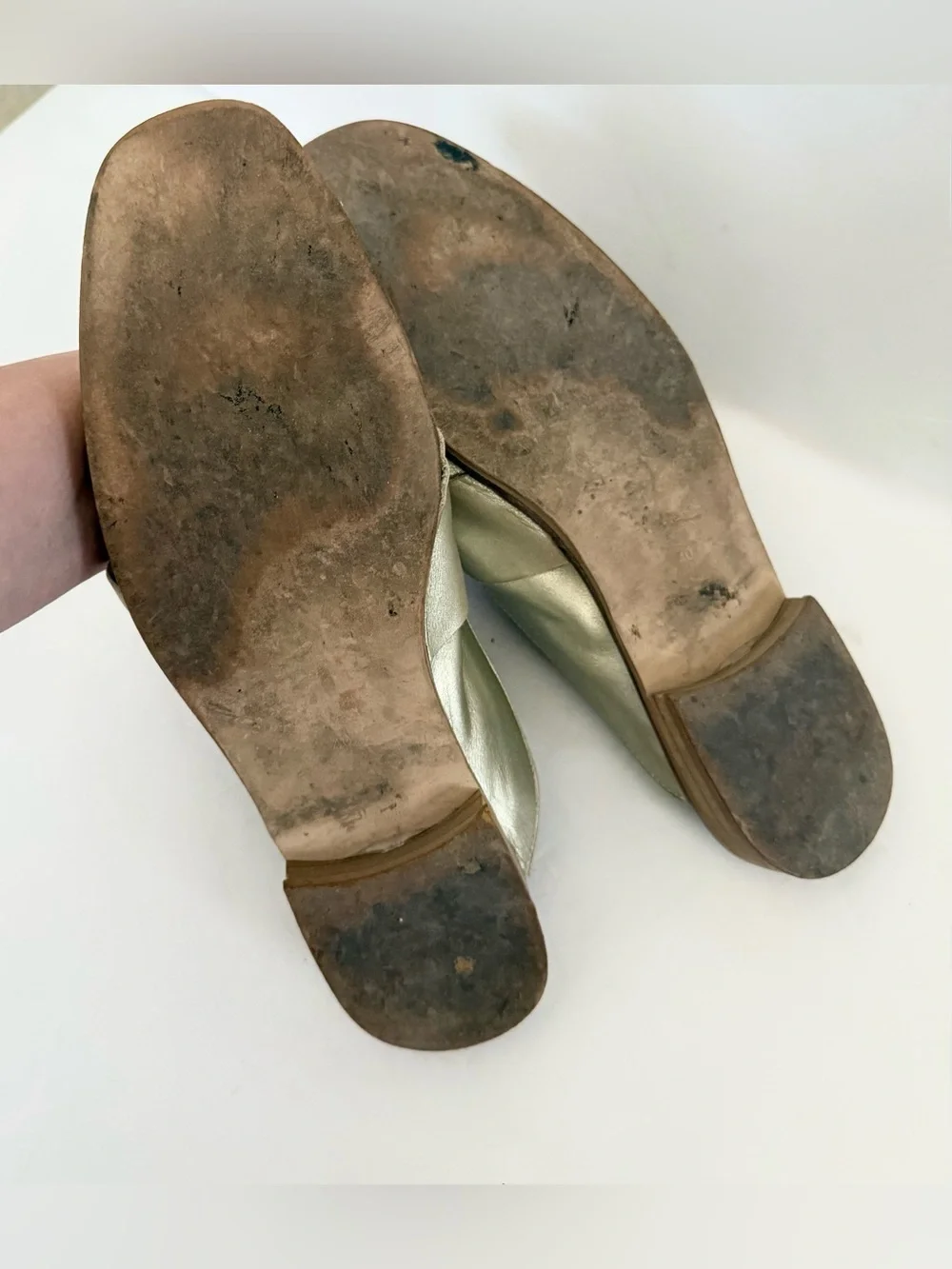 Free People At Ease Mules Slides Flats Metallic Gold Loafer Size 9.5